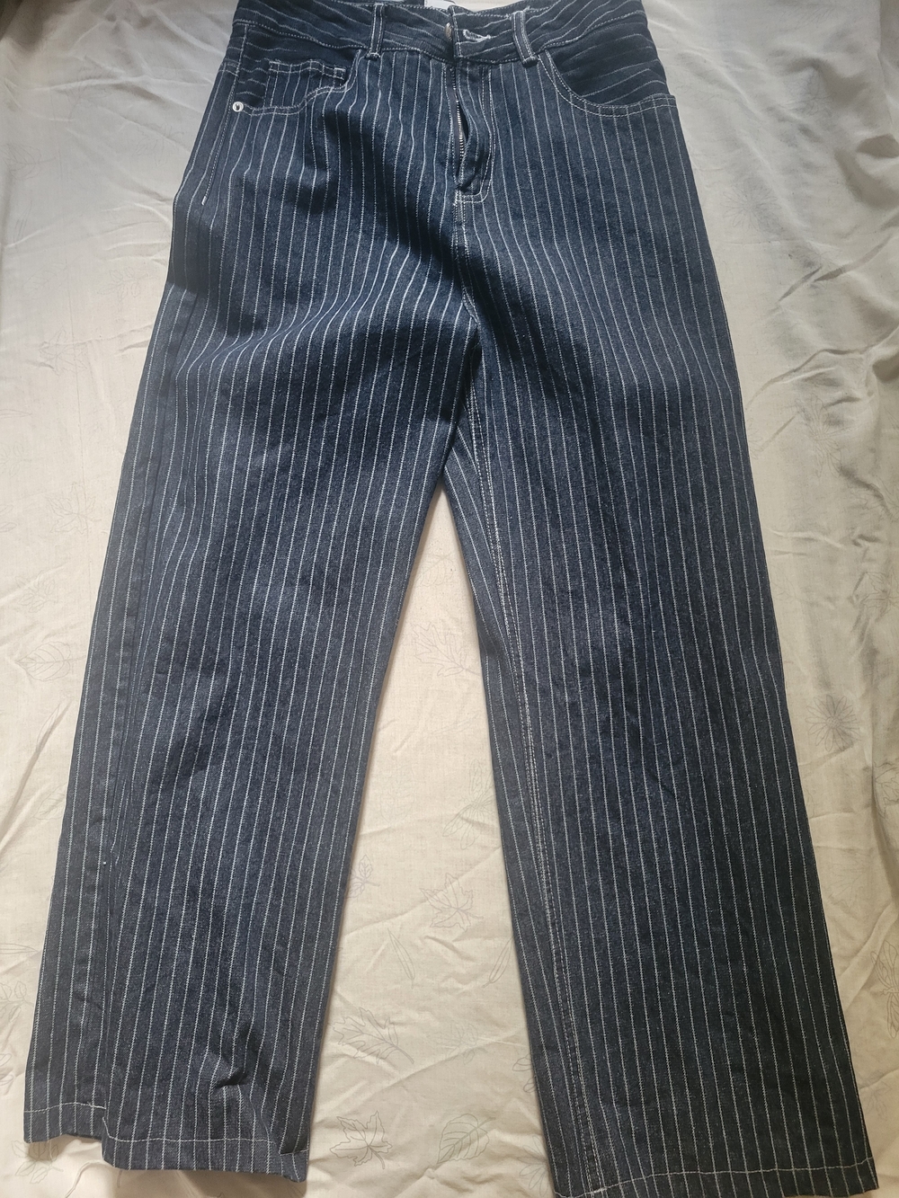 Prince Navy Pinstripe Straight-Leg Chinos